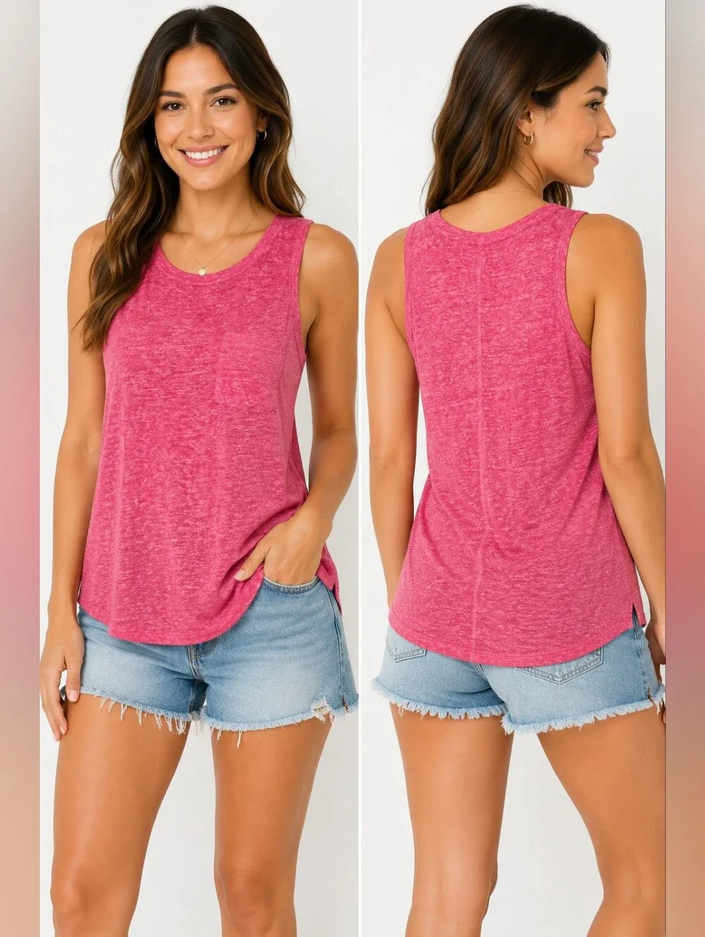 🌺 Old Navy Burnout Pocket Tank Top | Women's Small | Soft Pink Sleeveless Casua